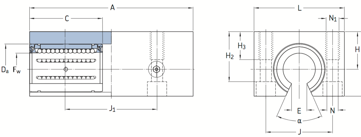 CAD afbeelding LTCF lagereenheid